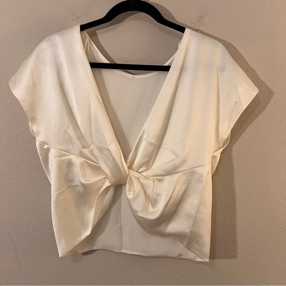 Zara Cream Knotted Satin Effect Sleeveless Top Small NWT